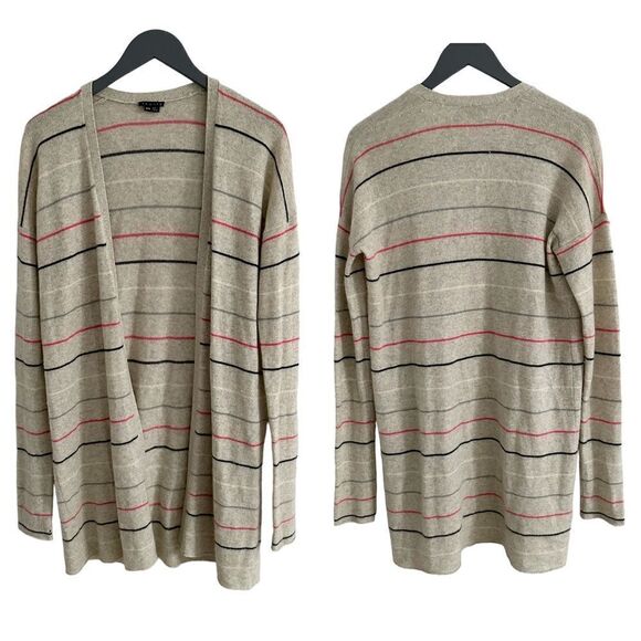 Theory 100% Cashmere Striped Cardigan - Picture 1 of 5
